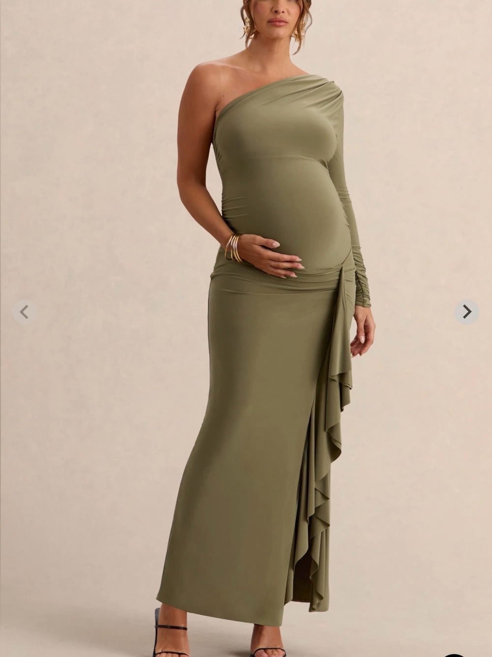 Olive Green maternity dress elegant